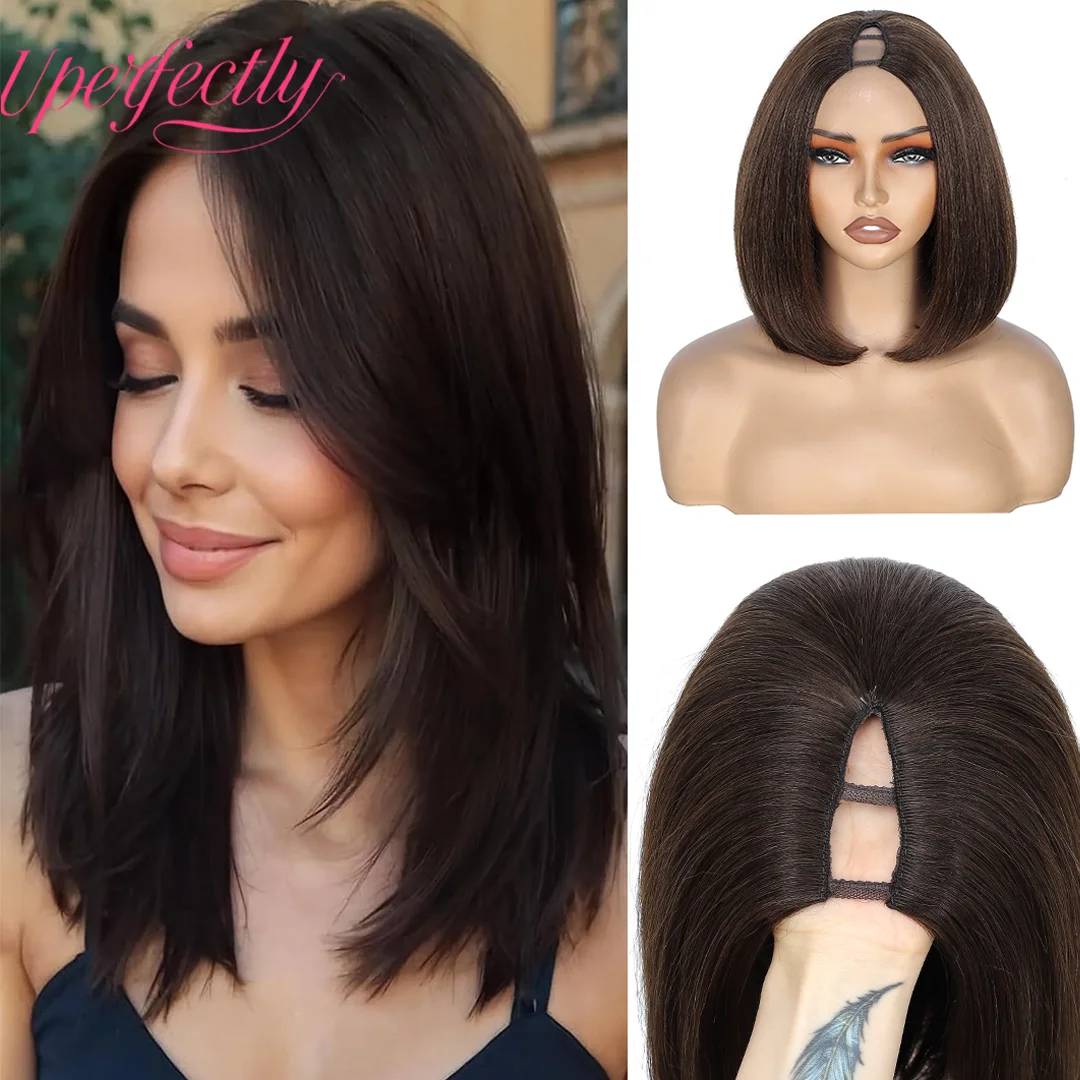 

Парики с V-образной частью, прямые европейские парики из человеческих волос, обновленный бесклеевой зажим на всю голову, полупарик, парик V-образной формы, плотность 200% для женщин