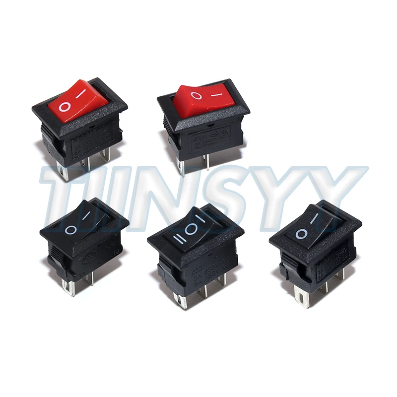 5PCS KCD11 Rocker Switch 10*15mm Mini Push Button Switch ON-OFF / ON-OFF-ON 2 Pins / 3 Pins 3A 250VAC / 6A 125VAC 10x15mm