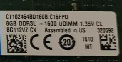 

Для 8 ГБ DDR3L-1600 PC3-12800U (эквивалент CT102464BD160B) оперативной памяти для настольных ПК