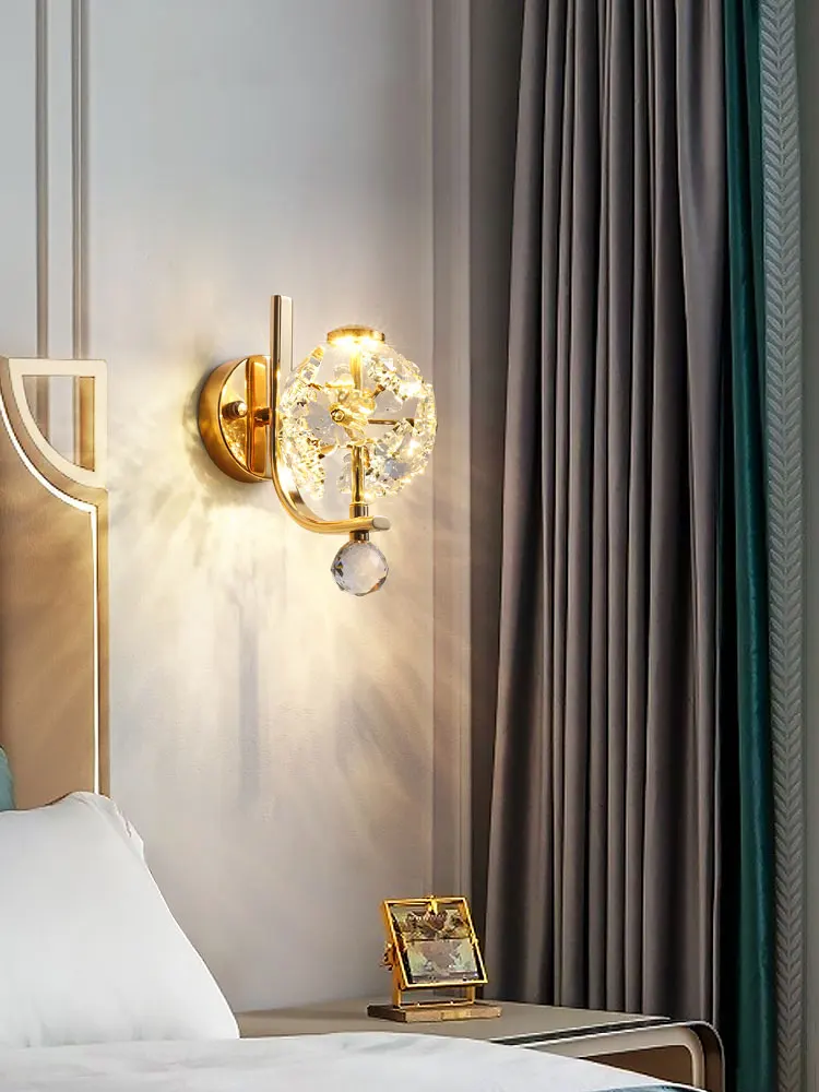

Light luxury crystal wall lamp, bedroom bedside lamp