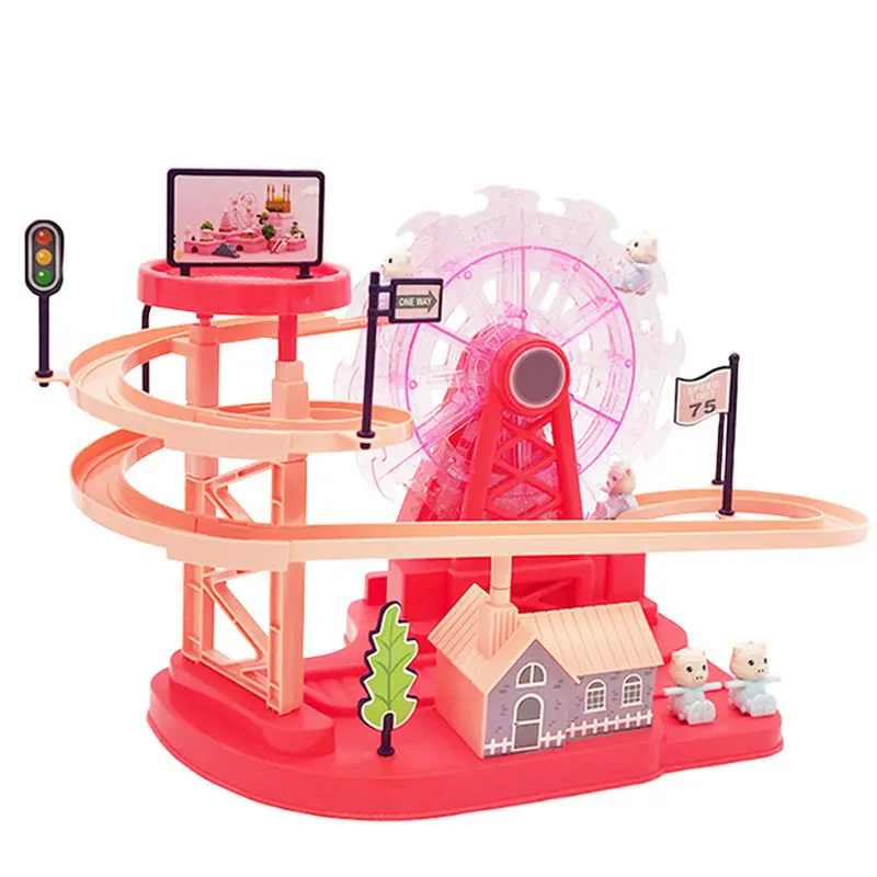 Brinquedo infantil roda gigante porco slide, porco escalada escada, faixa de montagem de música elétrica, totalmente automático