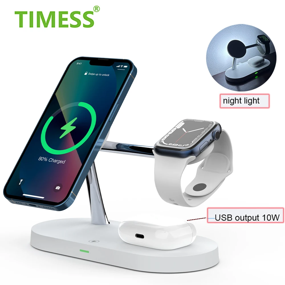 3 in 1 Wireless Chargers Magnetic Charging For iPhone 15 14 13 12 Fast Charging Station for Apple Watch 9 8 7 6 5 4 Airpods Pro