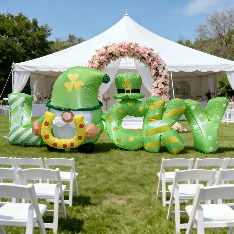 

6FT St. Patrick's Day Inflatable Elf DIY Lucky Green Yard Ornament LED Lights Festive Holiday Gift Irish Celebration Decoration