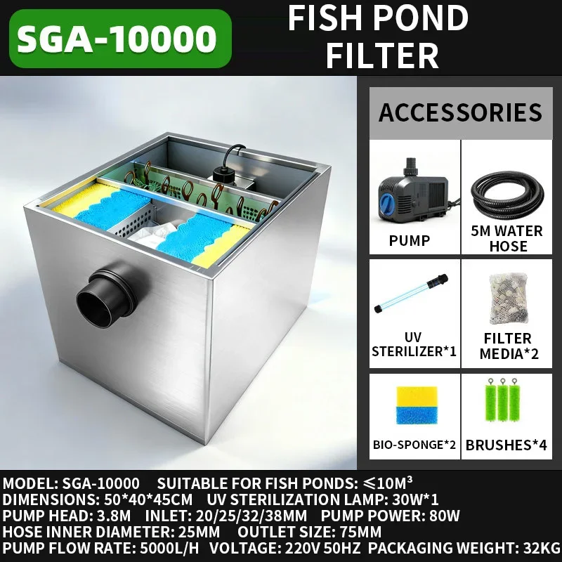 Stainless Steel Fish Pond Filtration and Water Circulation System, Large-Scale Water Purification System(Customized)