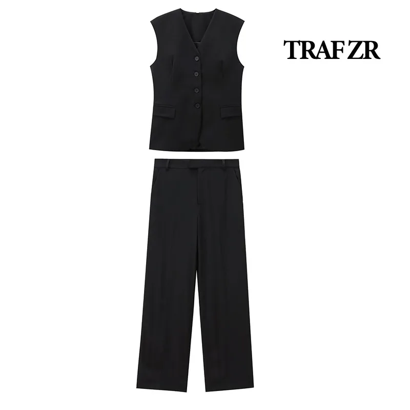 TRAF ZR 2-piece Sets for Women Office Lady Minimalist Sets Vacation Outfits Woman 2024 Elegant Casual Women's Pants Set