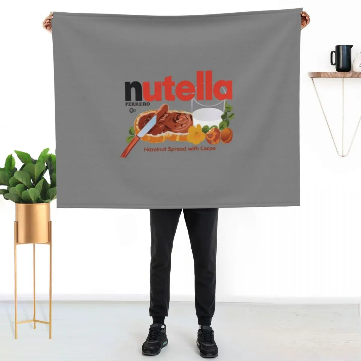 Manta decorativa con diseño icónico de Nutella, con diseño de crema de cacao y avellanas, manta suave y lujosa, regalo navideño para la familia