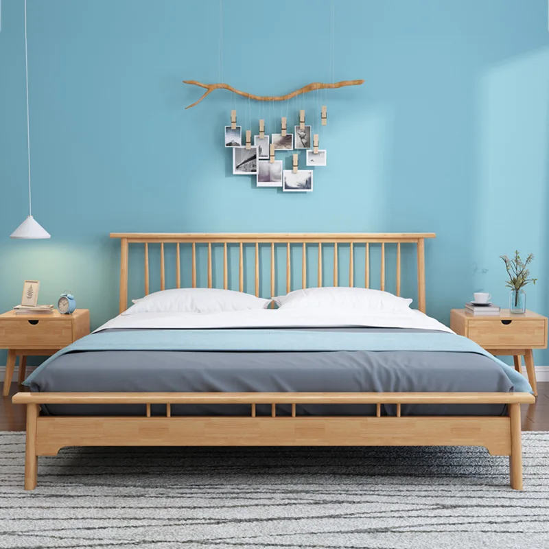 New product modern solid wood storage bed 1.5 meters double bed 1.8 meters large bed bedroom apartment factory direct sales