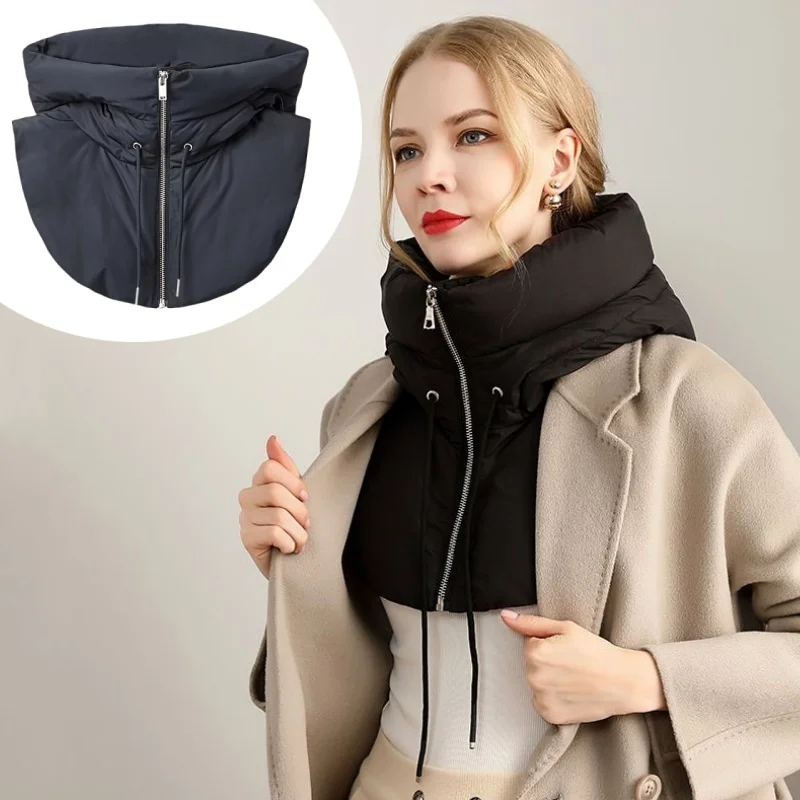 

Сверхлегкие пуховые шапки с капюшоном, съемный шейный шарф, Балаклава, пальто на молнии, короткая майка, женская