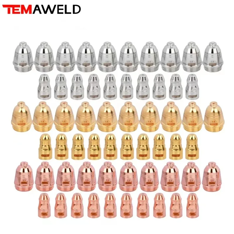 

10sets P80 Plasma Electrode Golden 1.1/1.3/1.5/1.7mm Nozzle 60A 80A 100A P80 CNC lectrode Plasma Cutter Torch Accessories