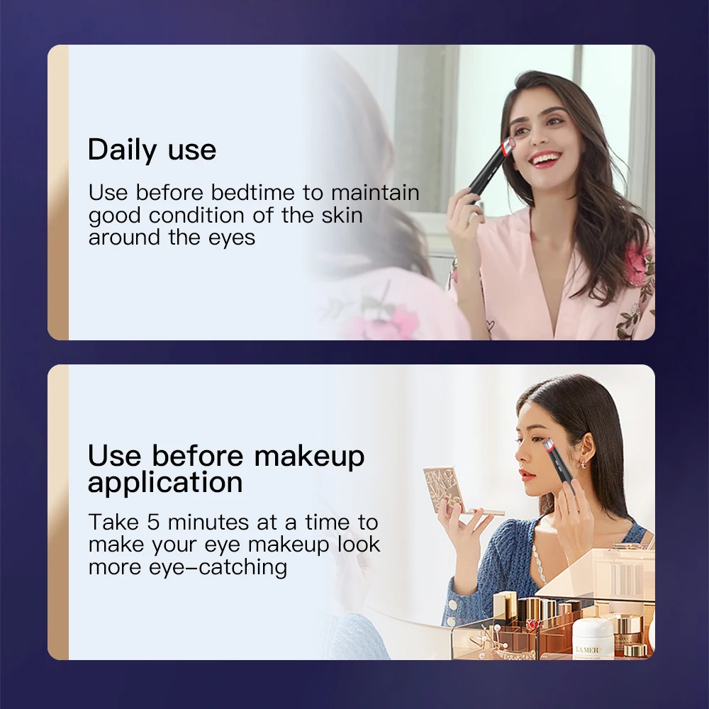 เครื่องนวดหน้า 4 in 1 สำหรับบำรุงรอบดวงตา พร้อมแสงบำบัด LED สีแดง ช่วยผ่อนคลาย ลดรอยคล้ำใต้ตา ถุงใต้ตา และอาการบวม เครื่องมือดูแลผิว