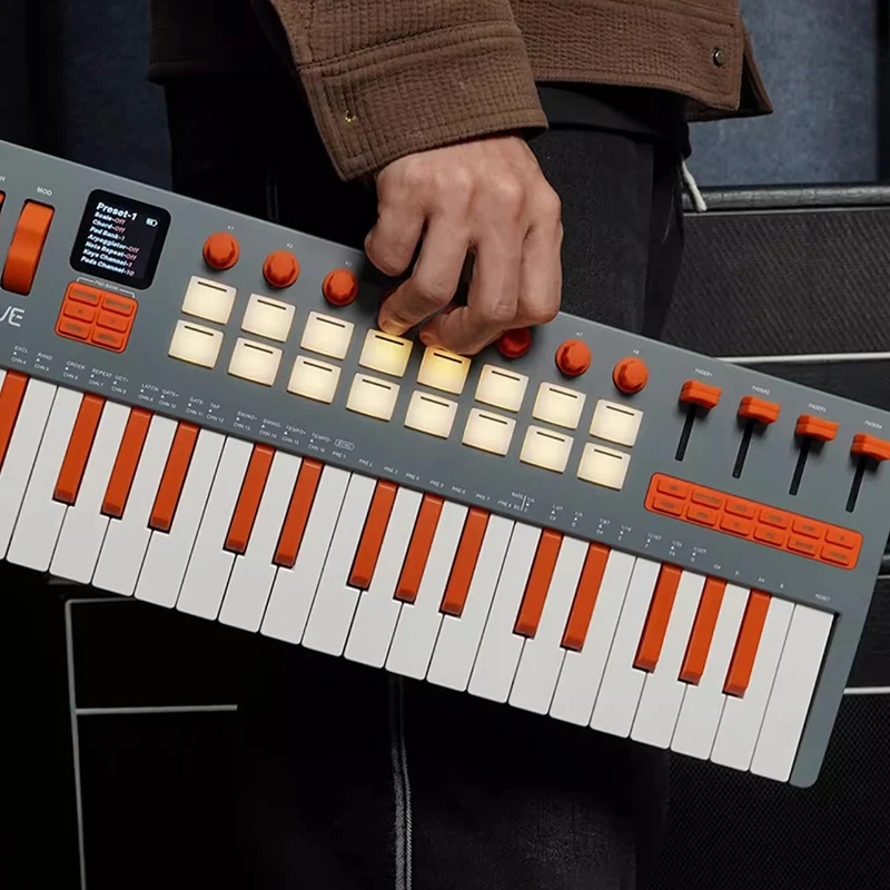 37 Key MIDI Keyboard Portable Bluetooth Percussion Pad Controller Multifunctional Arranger Synthesizer Force Sensing Keyboards