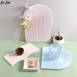 For Fun U Shape Tray Silicone Mold for DIY Concrete Gypsum Cement Coaster Fruit Cake Plate Mould Resin Craft Mold Home Decor