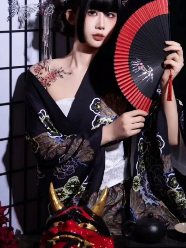 New Arrival Photography Studio Traditional Vintage Japanese Style Bathrobe Suit for Girls Formal Wear Photo Shoot Set