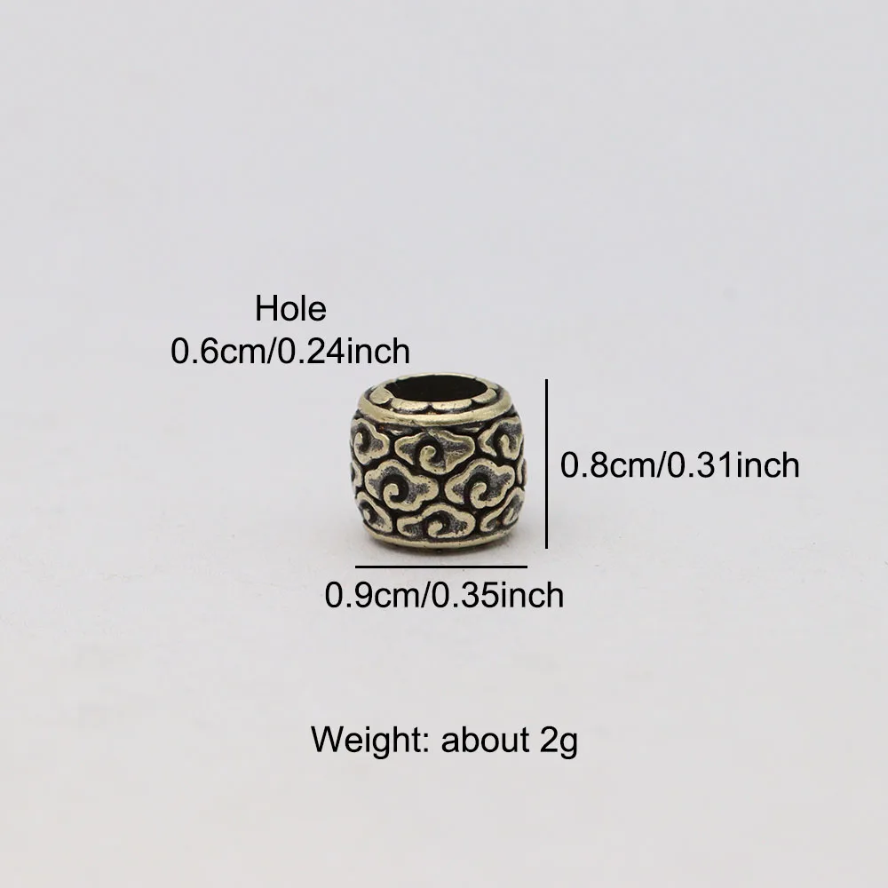 Auspicious Clouds Cylinder Brass Knife Bead EDC DIY Paracord Woven Bracelet Lanyard Pendant Accessory Outdoor Tool Hanging Charm view 6