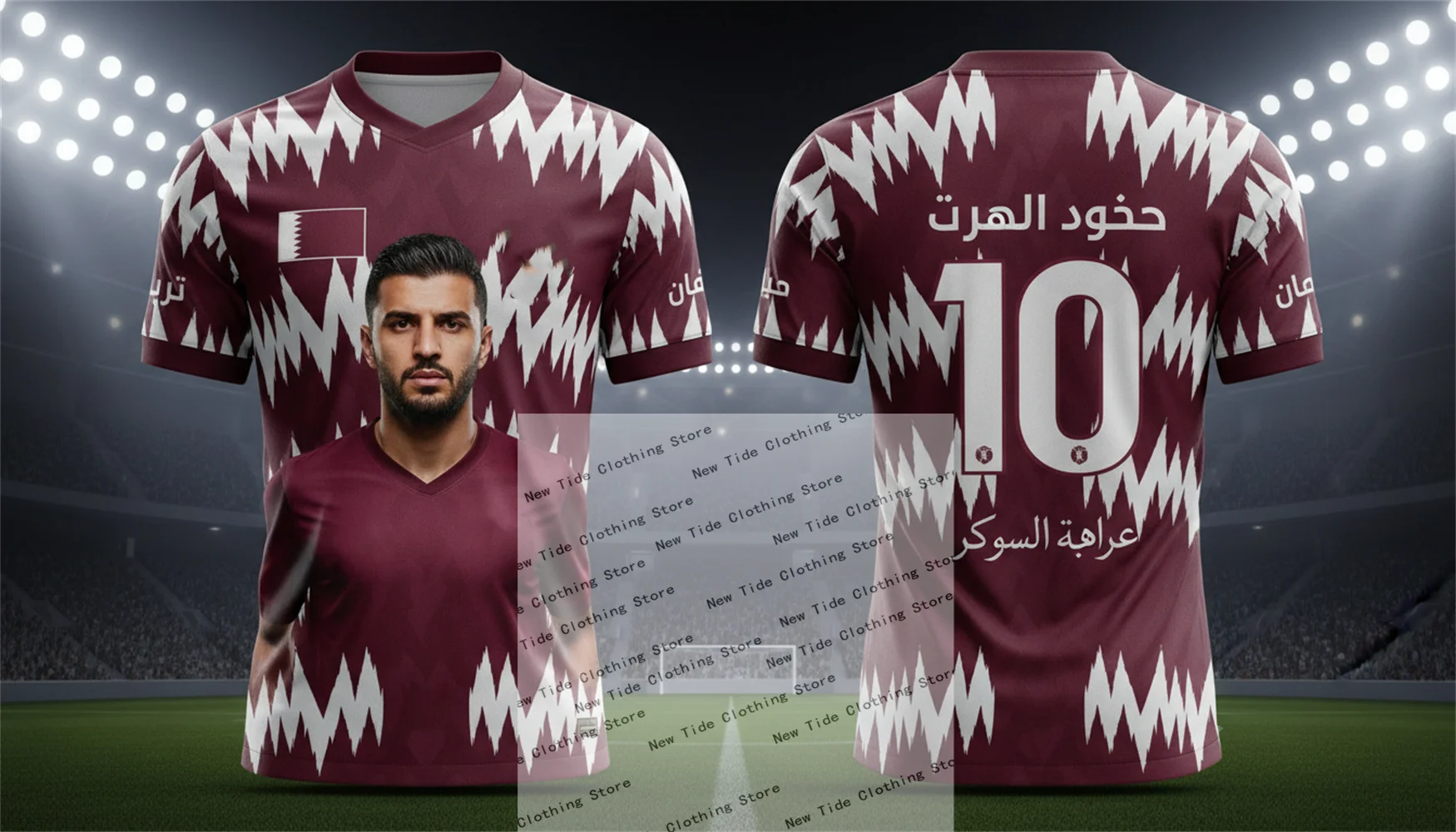 قميص وتي شيرت كرة القدم لكرة القدم لقطر 2026 لمحبي الرجال - مجموعة معدات نمط المعجبين تظهر دعمك والفخر الآن 3 #1