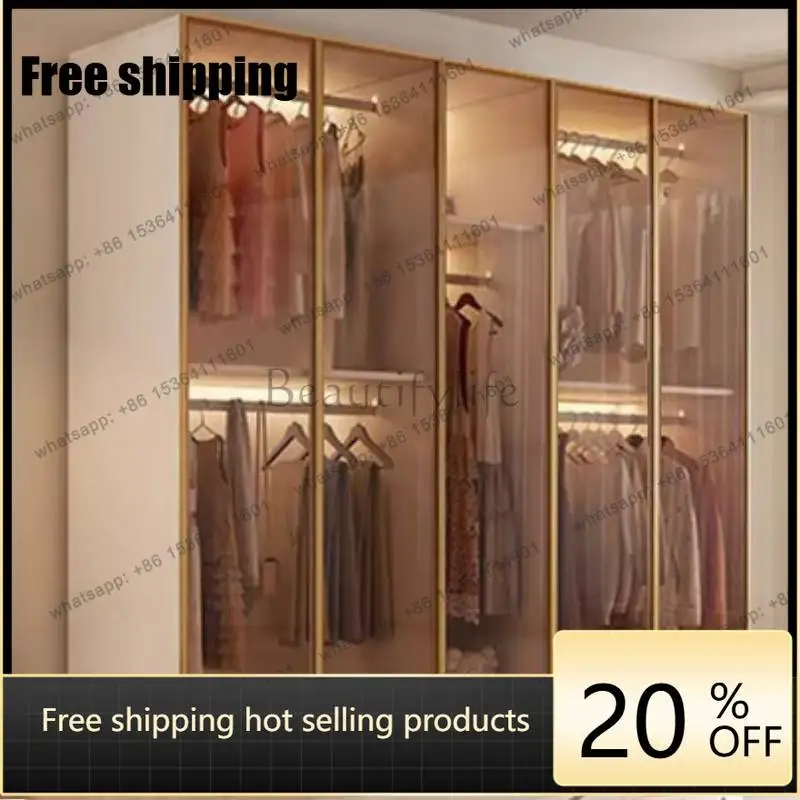 LJY Items Brown Wardrobes Closet Wooden Small Modern Adult Storage Wardrobes Cute Saving Drawers Guarda Roupas Furniture For Hom