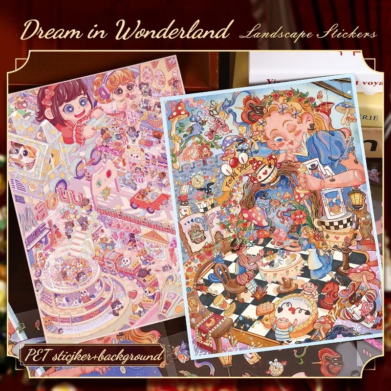 Dream in Wonderland Cartoon 3D Landscape Sticker Fun Decompression Game for Girl Handcrafted DIY Stacked Decal High Playability.