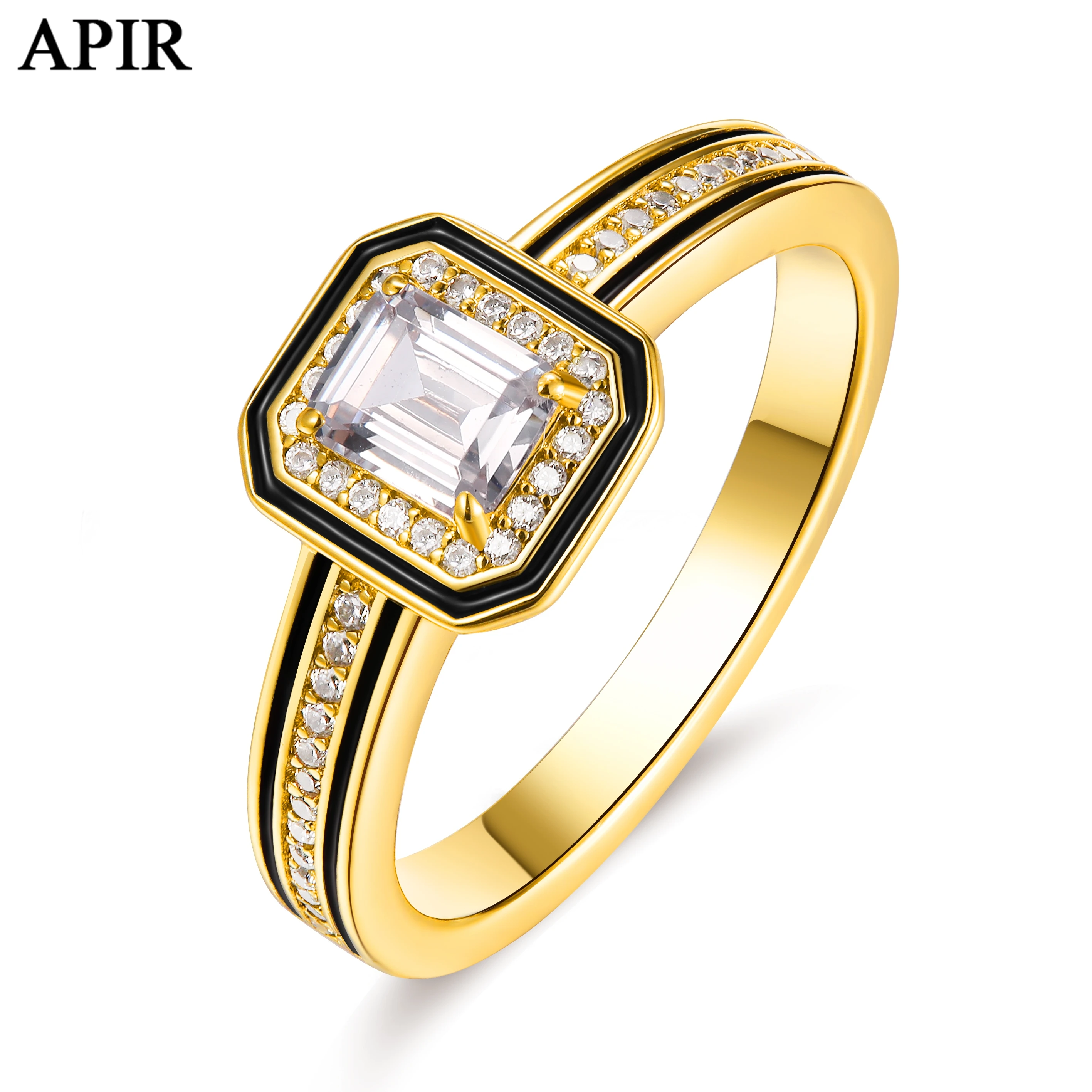 

APIR 5A Zircon Ring Bohemian Women's Ring Classical Solitaire Ring 925 Silver Ring Couple's Style Party Jewelry