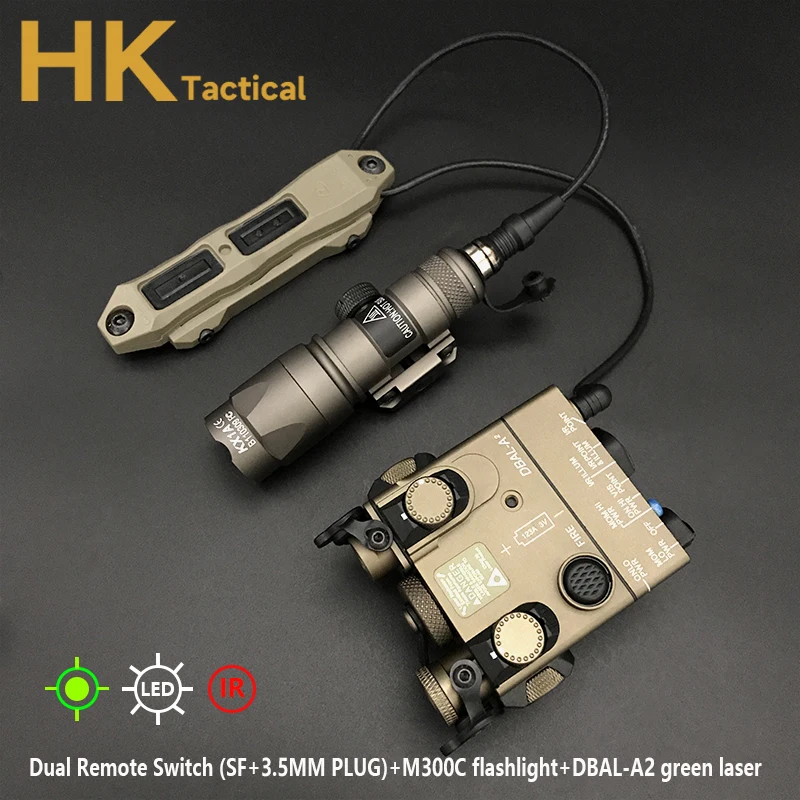 Tacital Airsoft M300C Flashlight Hunting Weapon Light with Sotac DBAL-A2 IR Lighting Red Green Laser LED White Light Laser Sight