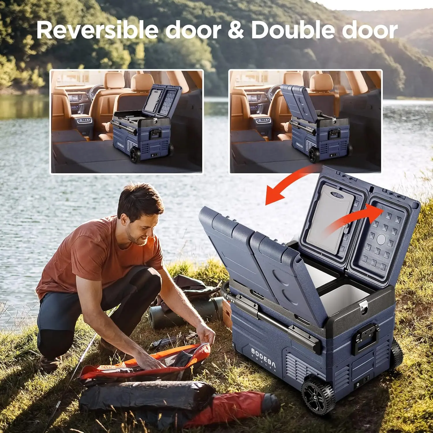 Frigorifero per auto da 12 Volt, frigorifero per auto da 37 litri (35 L), frigorifero portatile a doppia zona, controllo APP, da -4 a 68 ℉   Frigorifero per camper