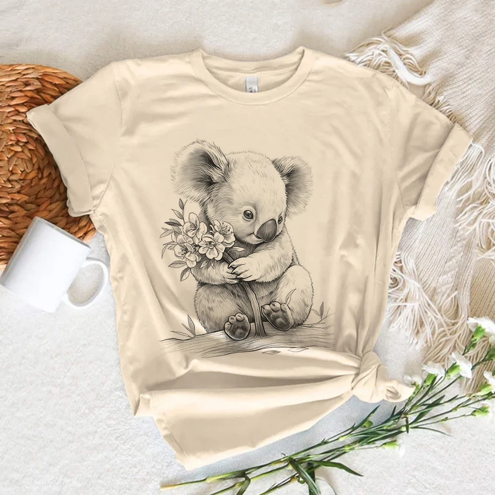 Camiseta de Koala para mujer, camiseta Y2K, ropa de calle de anime para mujer, ropa y2k