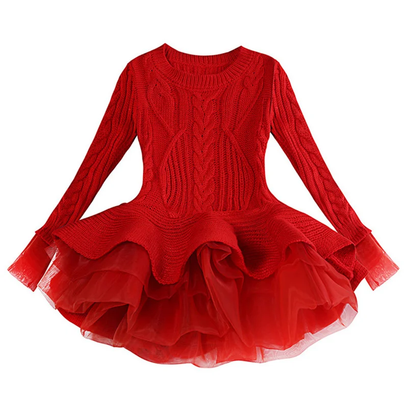 2024 Girls Sweater Dresses Christmas Costumes Carnival Dress Up 2-8 Years Old Fashion Outfit Children Birthday Party Dresses