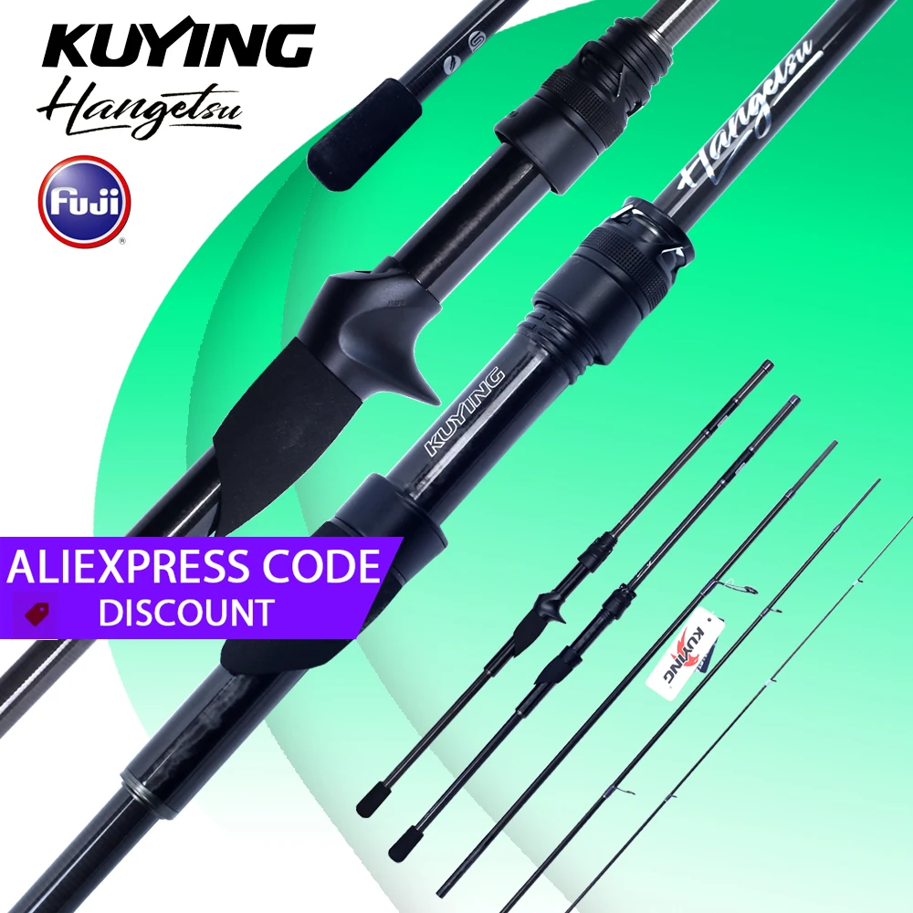 

KUYING HANGETSU 4 Sections Spinning Casting Fishing Rod 7'9" 236cm Travel Rod Lure Mini Pocket Rock Fast Action Carbon 2-8lb