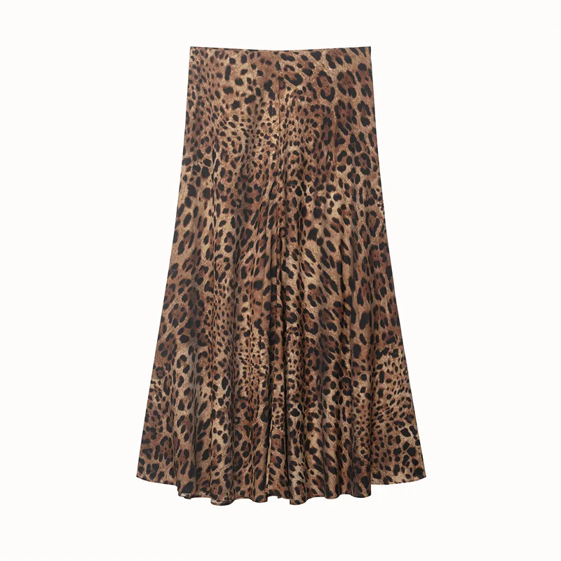 Oligai High Waist Pleated Midi Skirt for Women – Flowy A-Line Satin Skirt for Office Lady & Vacation