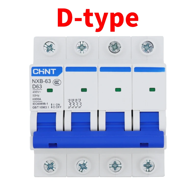 

CHNT D-type 4P MBC 1A 2A 3A 4A 6A 10A 16A 20A 25A 32A 40A 50A 63A DZ47 NXB-D63 Circuit breaker Air switch MCB