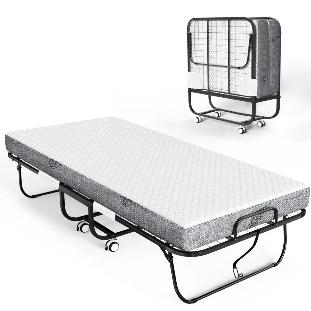 Folding Bed with Mattress, 75x 38 Portable Foldable Bed for Adults,Fold  Rollaway Bed for Guest, 5 Memory Foam Mattress amp S