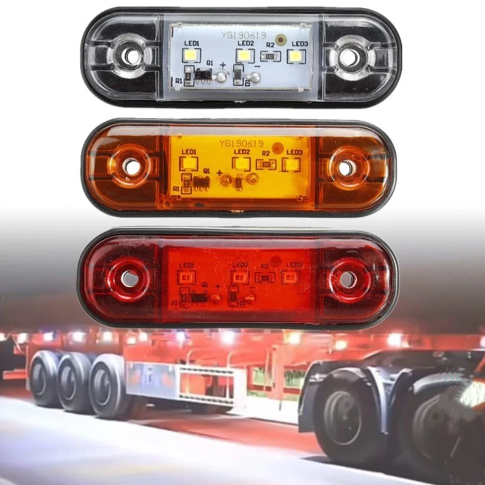 12V 24V 3LED Side Marker Lights Oval Front Rear Clearance Indicator Lamp Waterproof  For Truck Van Caravan  RVs