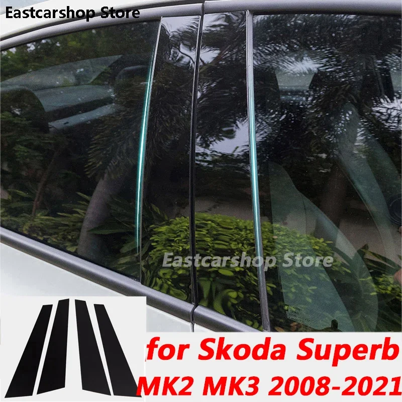 For Skoda Superb MK2 MK3 Wagon Car Door Central Window Middle Column Strip PC B C Pillar Protective Accessories Cover 2008-2021