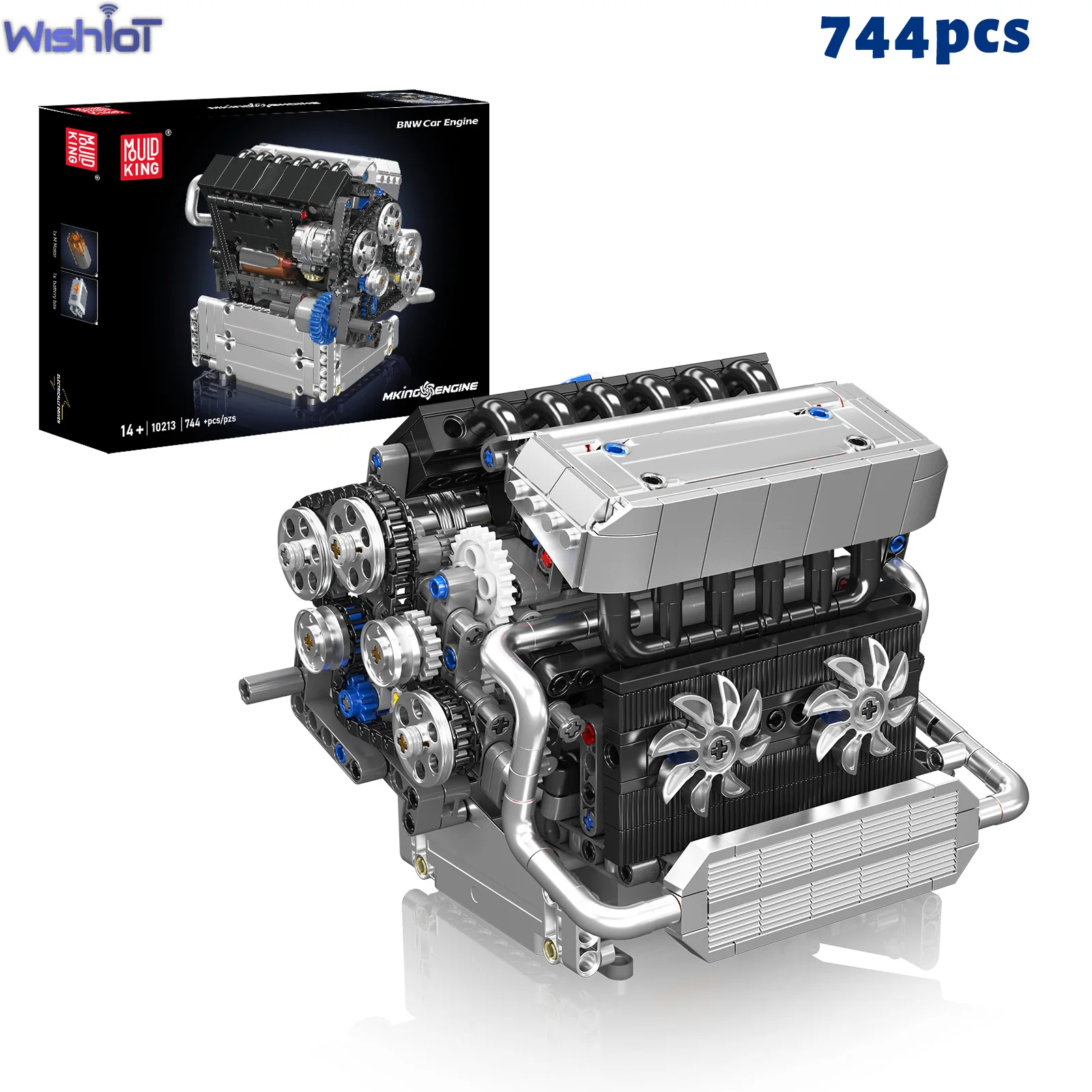 

Mould King 10213 Tech Car Engine Building Blocks Simulation Model 744PCS Bricks Desktop Ornaments Kid Assembly Toy Birthday Gift