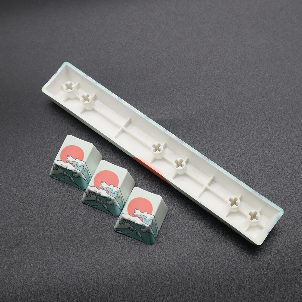 GTWIN New 2Pcs Coral Sea Keycaps PBT Five Sides Dye-Subbed Spacebar OEM Profile Space Bar Keycap for DIY Mechanical Keyboard