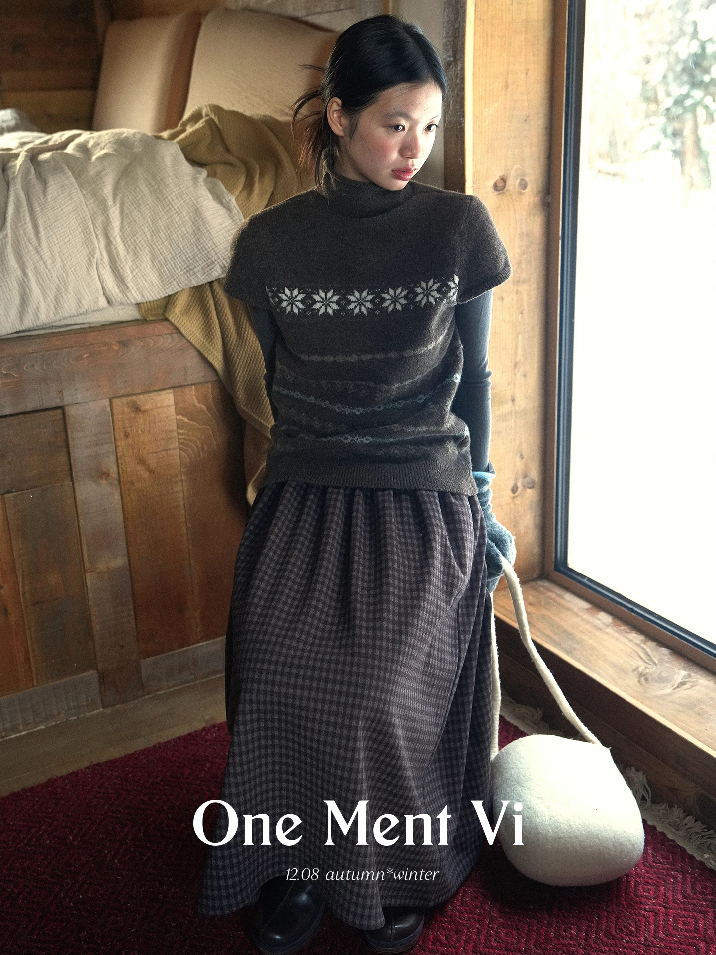 

Retro Snowflake Pattern Fair Isle Knit ort Sve High Ne Women's Sweater Autumn Winter Vintage Sle Polyester Blend