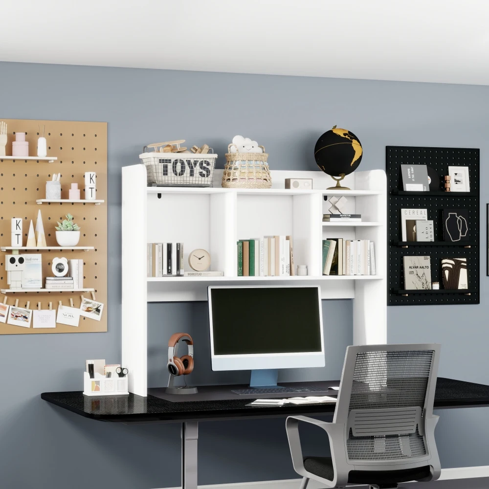 Desktop Bookshelf High-Capacity Wood Desk Hutch Organizer 5 Shelves Computer Desk Desktop Shelf Bookshelf Storage for Office