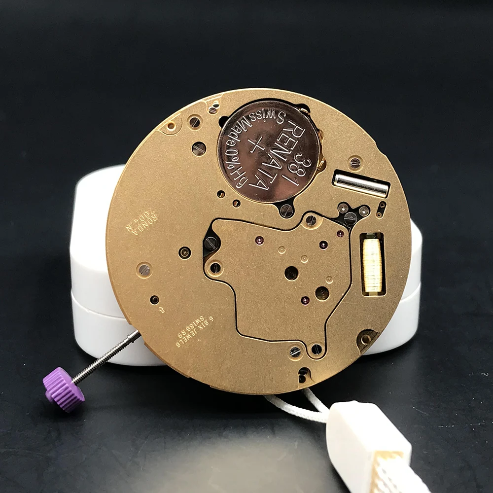 

Genuine Ronda Quartz Movement 7004N Watche With Datewheel Battery Life 48 Months 6 Jewels Gold Plated Original Switzerland