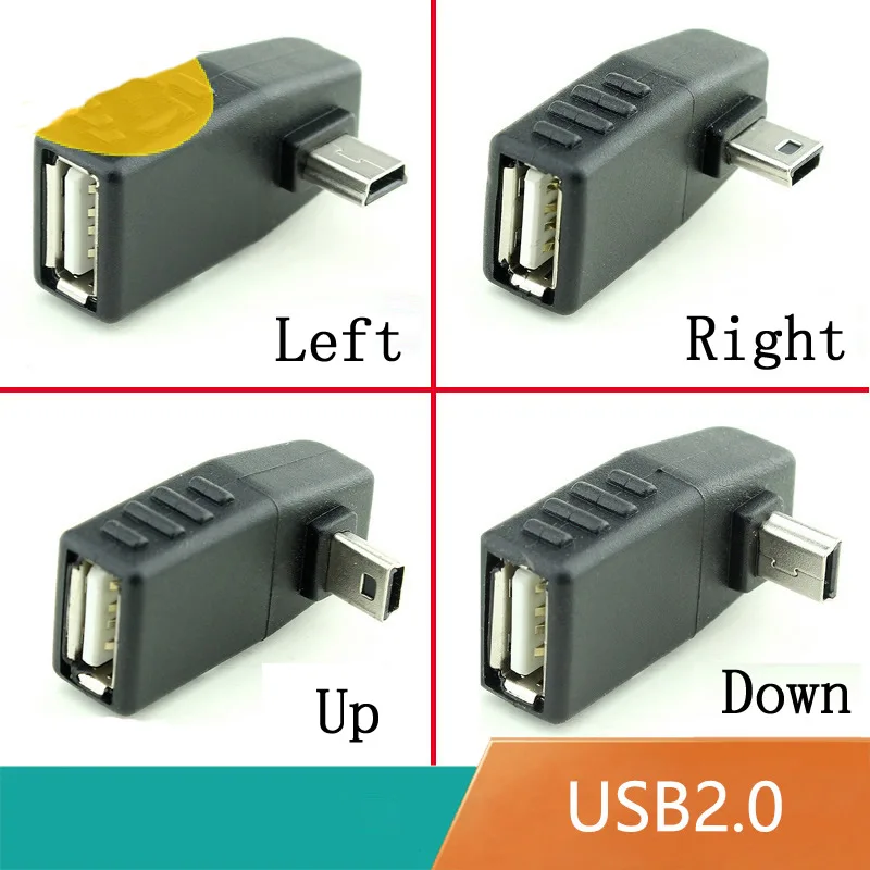 Mini USB 5Pin Male to USB Female 90 degree Angle Converter Connector data Sync OTG Adapter for Car MP3 MP4 Tablets Phones U-Disk