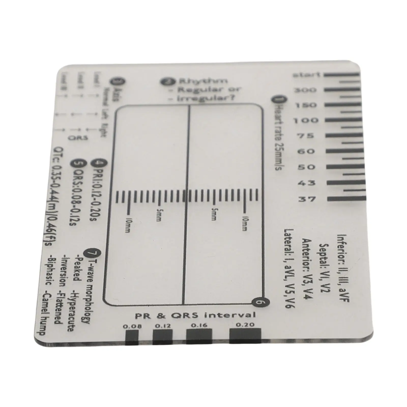 2/1Pcs 7 Step Ruler ECG Interpretation Measurement Transparent Calipers Interpretation Measuring Tools Rulers Portable Ruler