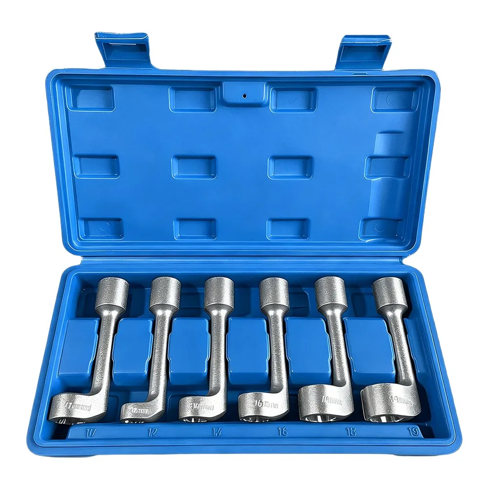 6Pcs L Shaped Fuel Injector Socket Wrench Set 12-19mm Steel Oil Tube Removal Tool For Diesel Engine Repair Kit