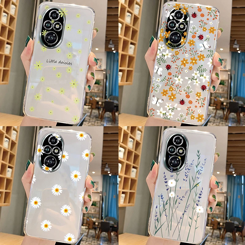 For Huawei P20 Nova 5T Honor 20 50 90 90 Lite 70 200 200 Pro 200 Lite X7 X7b Play 40C X5 Plus Flowers And Plants TPU Clear Cover