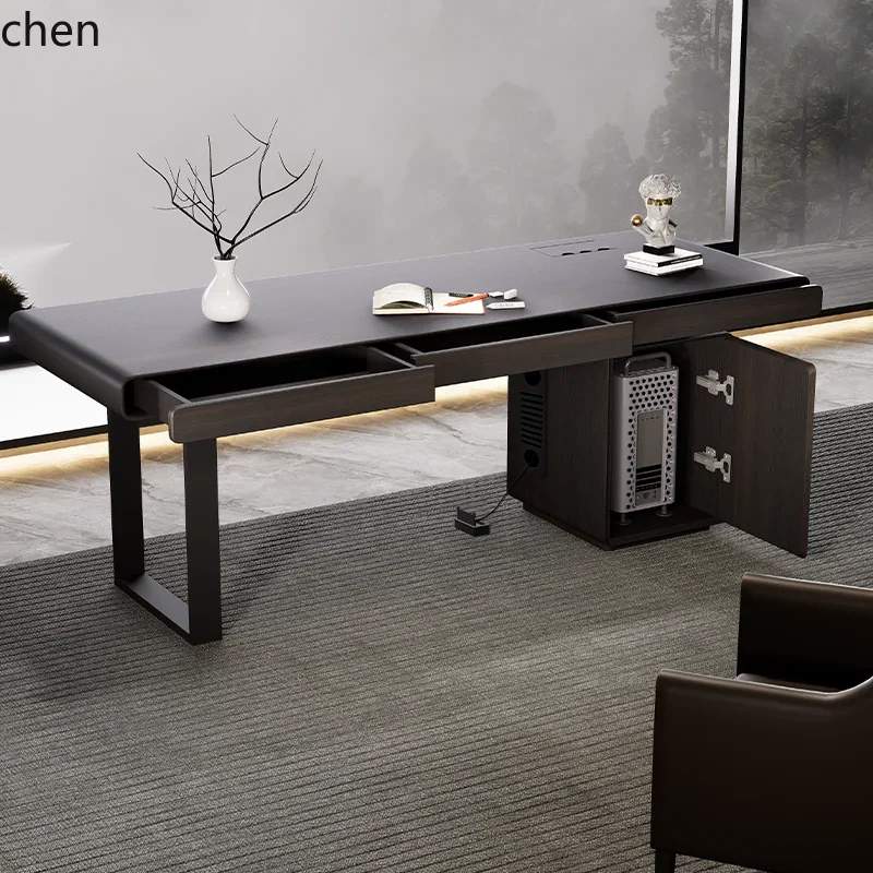 desk solid wood adult small apartment living room modern host hidden cabinet office computer desk 4