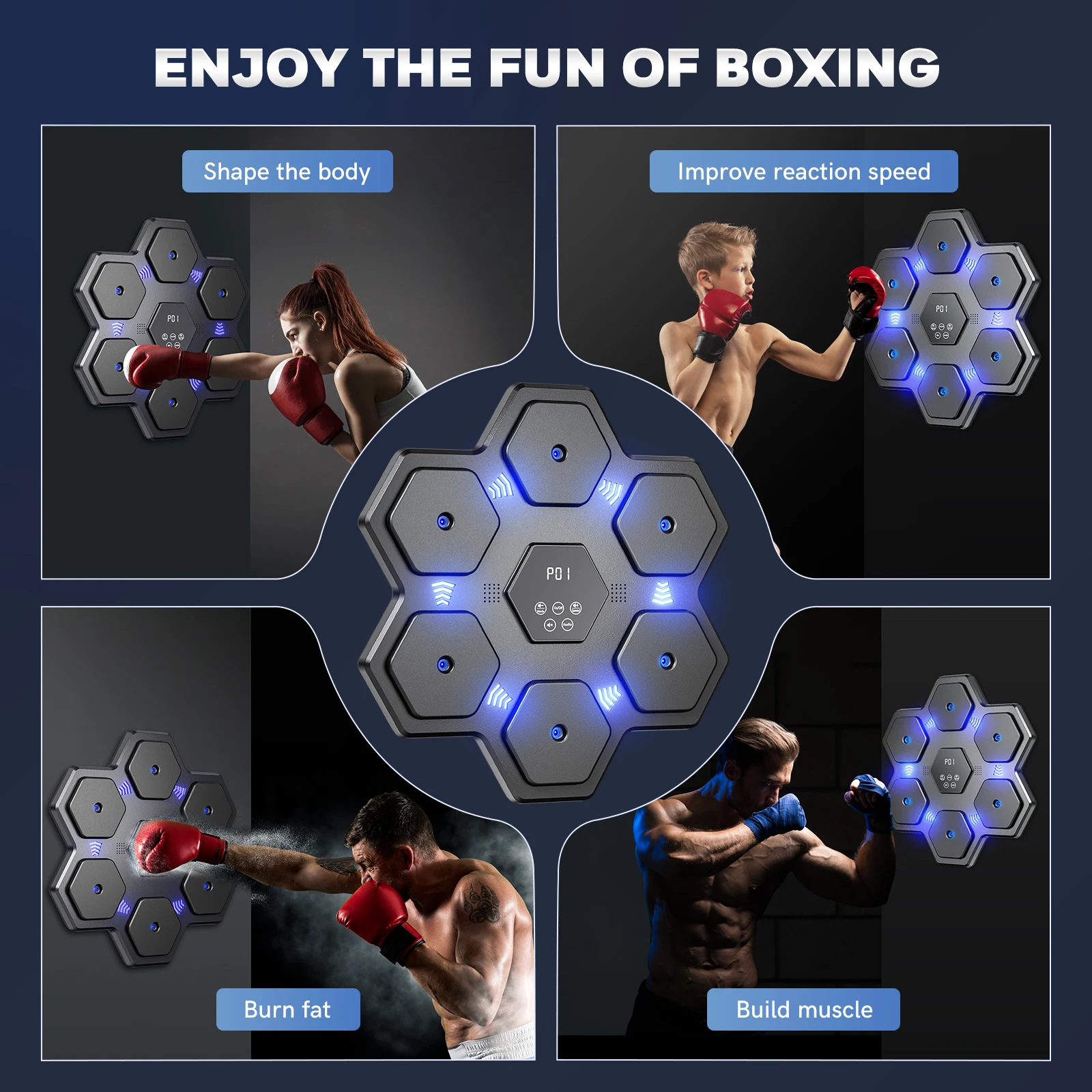 Imagem -06 - Smart Music Boxing Machine Alvo de Parede Sandbag Relaxante Agilidade Reação Treinos Compatível com Bluetooth Esportes