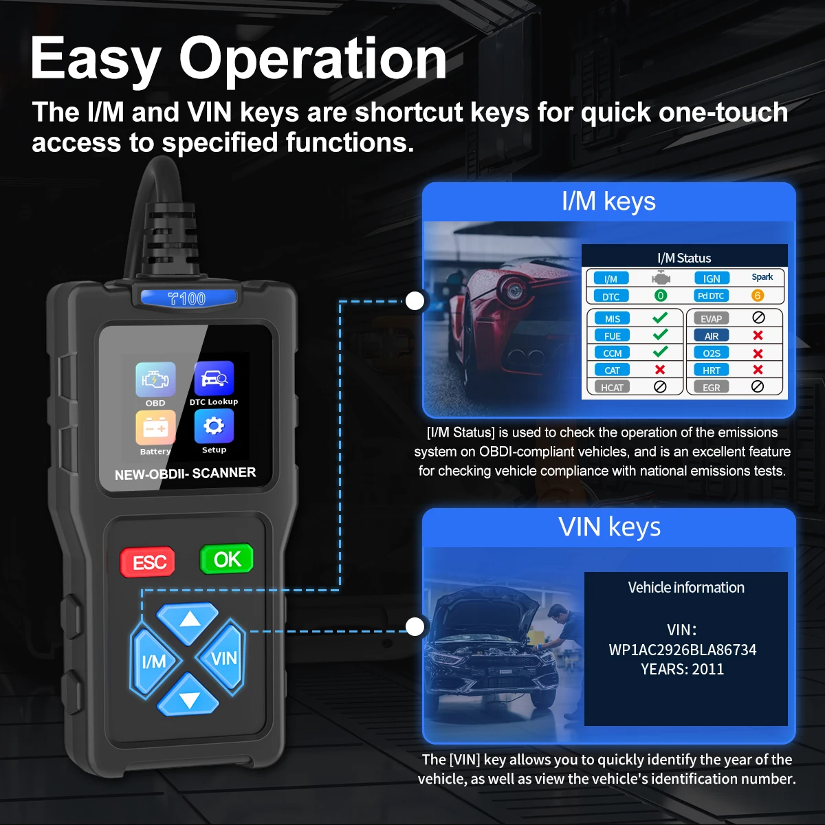 T100 Best Quality OBD II Scanner Tool Professional Car Code Reader Automotive Diagnostic Scanner OBD2 Troubleshooting Tool