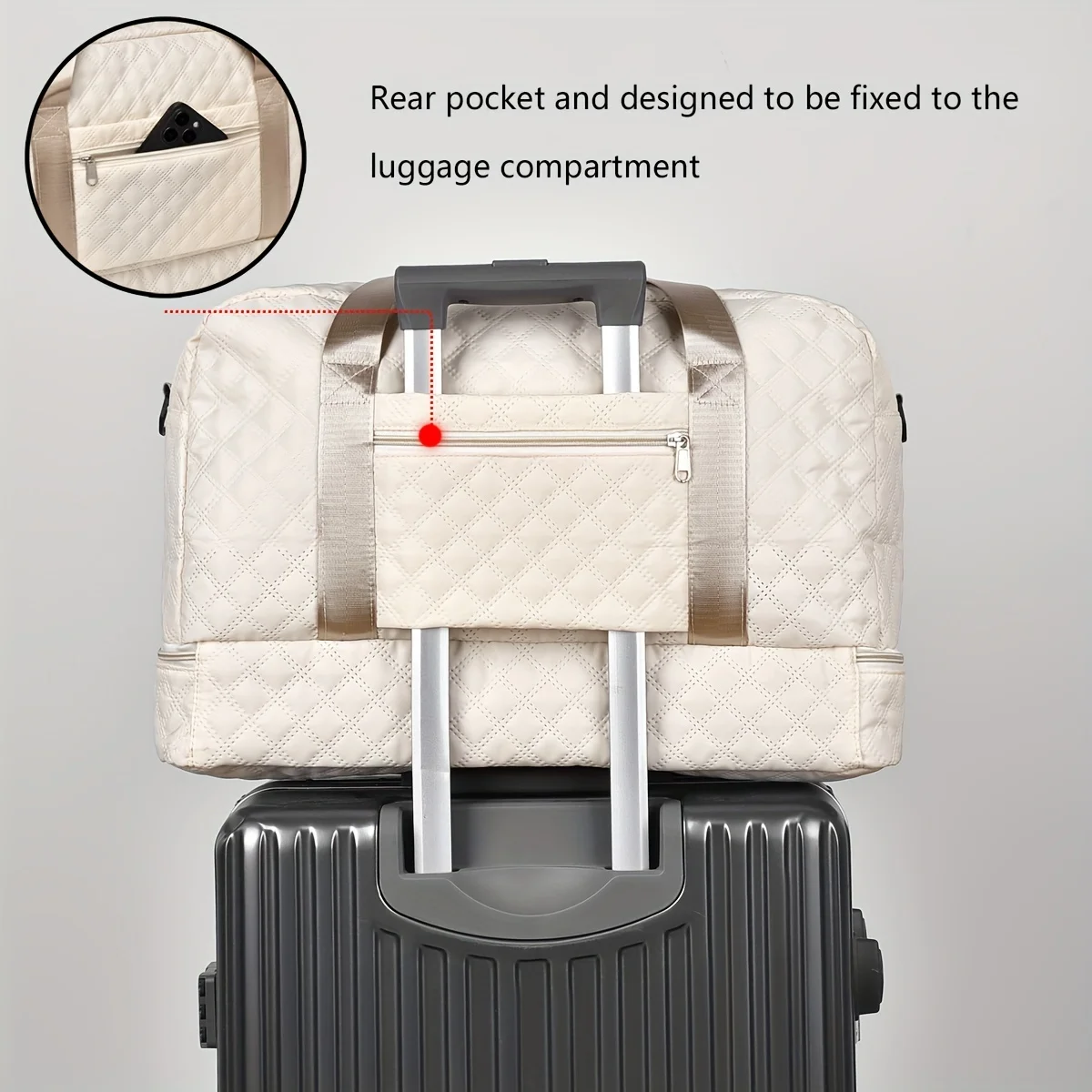 Lässige Nylon-Reisetasche, Große Kapazität für Sport- und Fitness-Aufbewahrung, Tragbare Weekender-Übernachtungstasche mit Mehreren Fächern – Detail 8