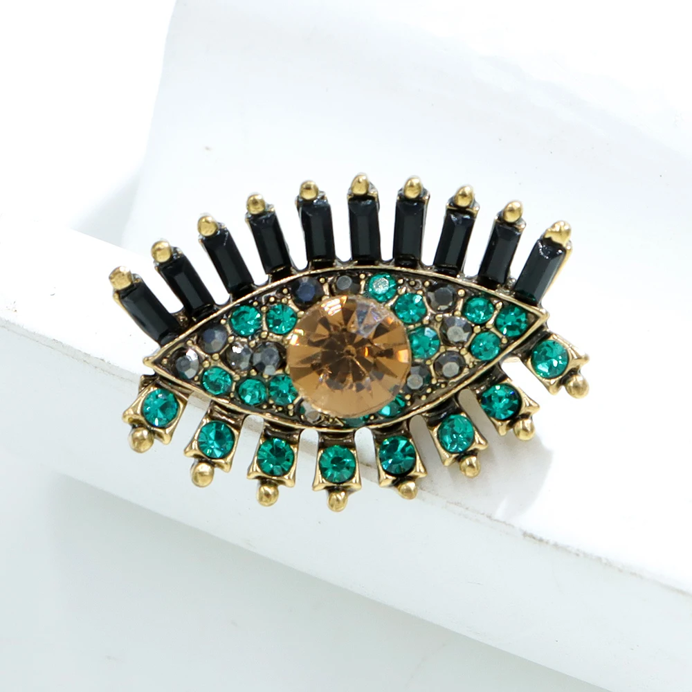 CINDY XIANG Rhinestone Beautiful Eye Brooches For Women 5 Colors Available Summer Fashion Jewelry
