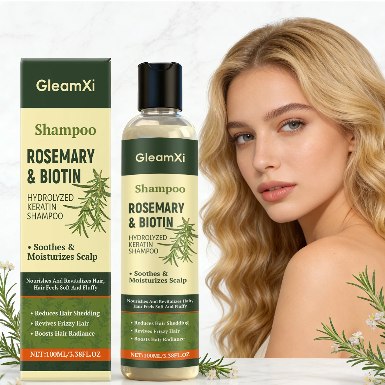 

Organic Rosemary Biotin Shampoo Hair Thickening Strengthening Shampoo Deep Nourishing Volumizing Anti Dandruff Hair Care Product