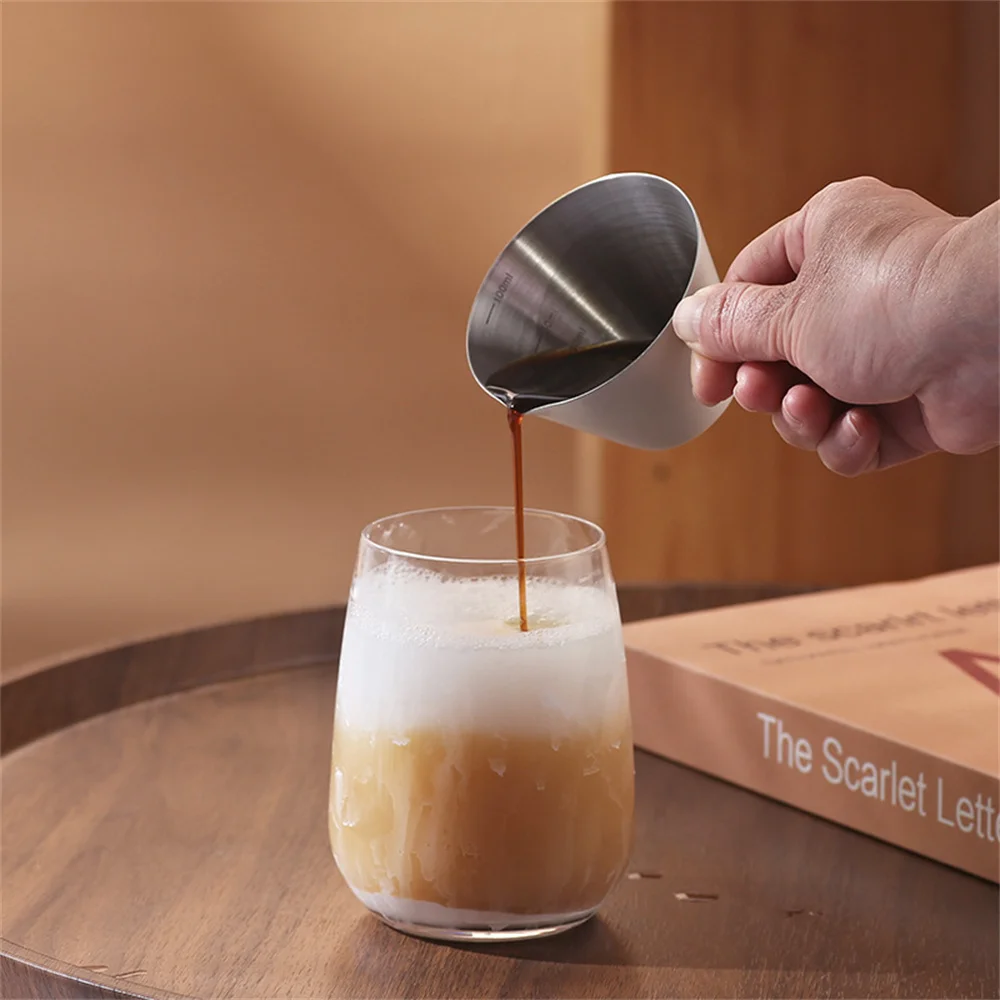 100ml Stainless Steel Espresso Measuring Cup with Scale V-Shaped Spout Coffee Measuring Jug Professional Milk Pitcher