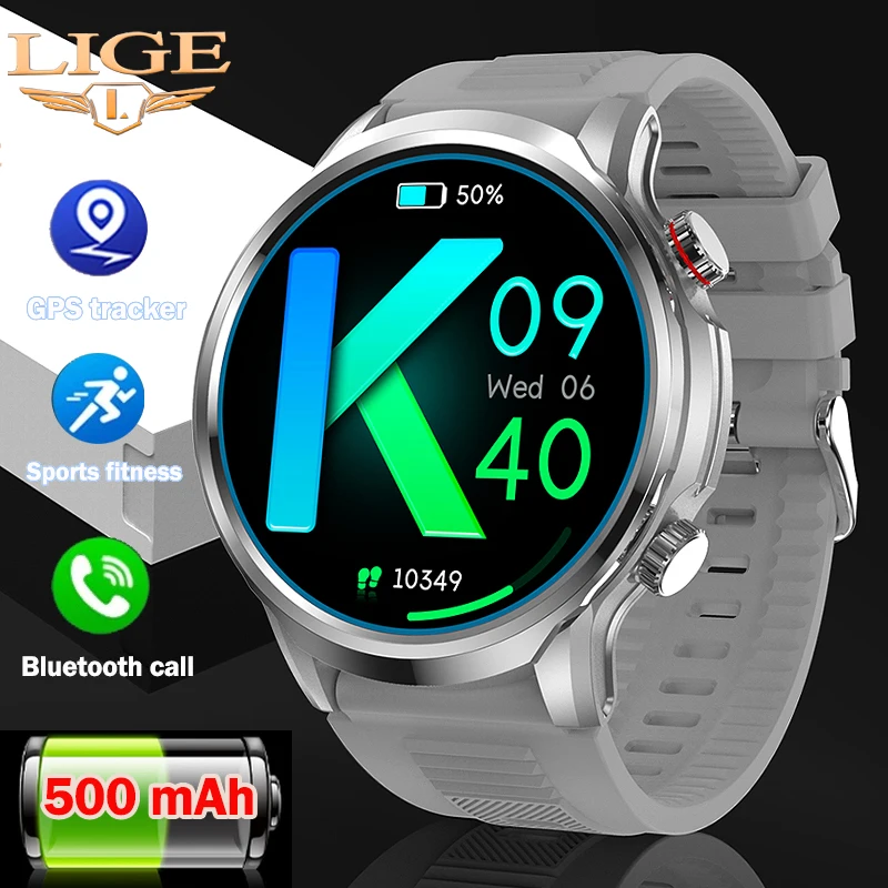

LIGE Новые 1,95-дюймовые умные часы с большим экраном HD, GPS, профессиональные спортивные умные часы для мужчин и женщин с пульсометром, Bluetooth-вызовами, умные часы