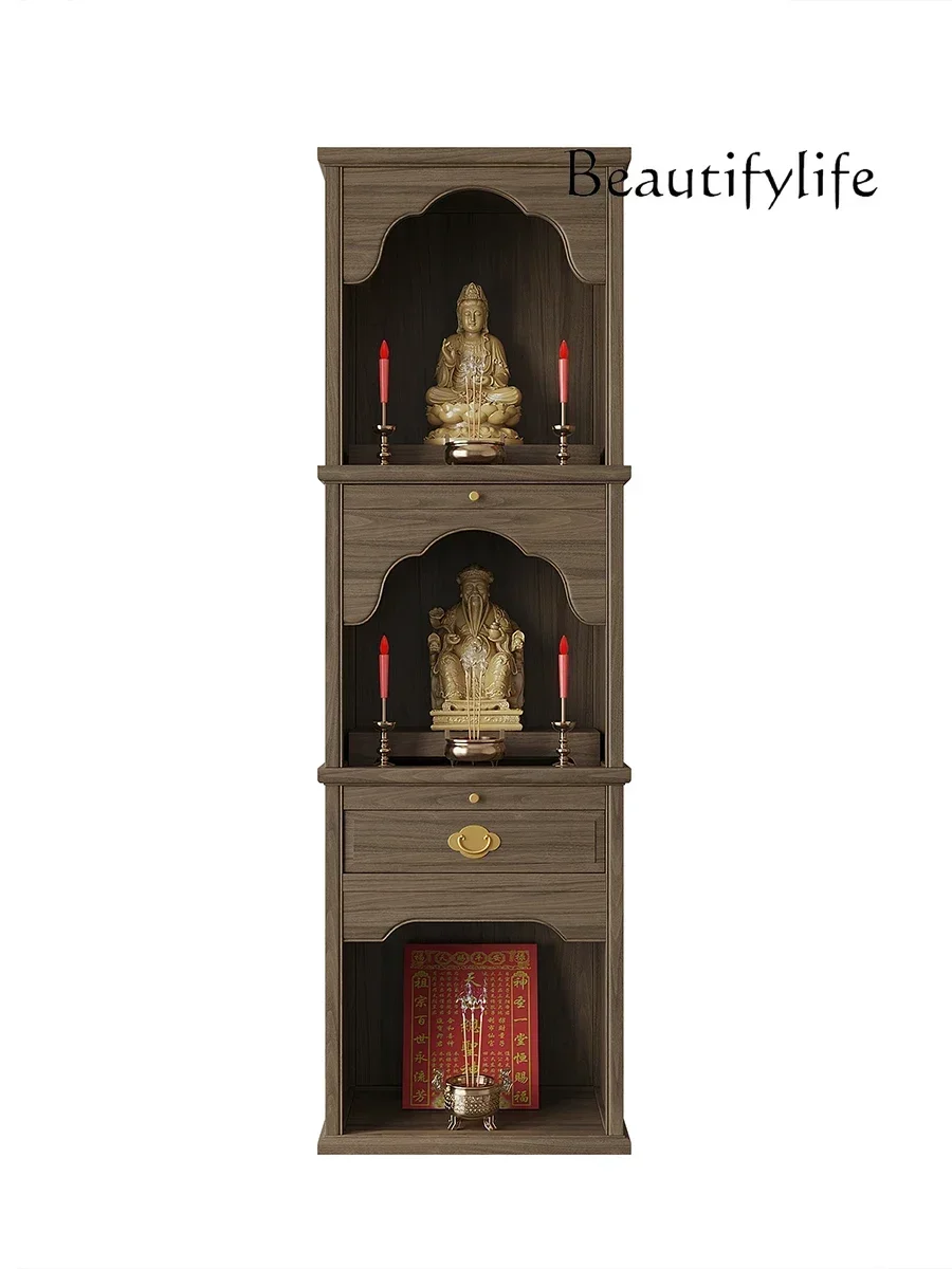 Buddha Cabinet Solid Wood Three-Layer Buddha Shrine Shrine Buddha Home Prayer Altar Table Cabinet Guanyin Ancestor Landlord